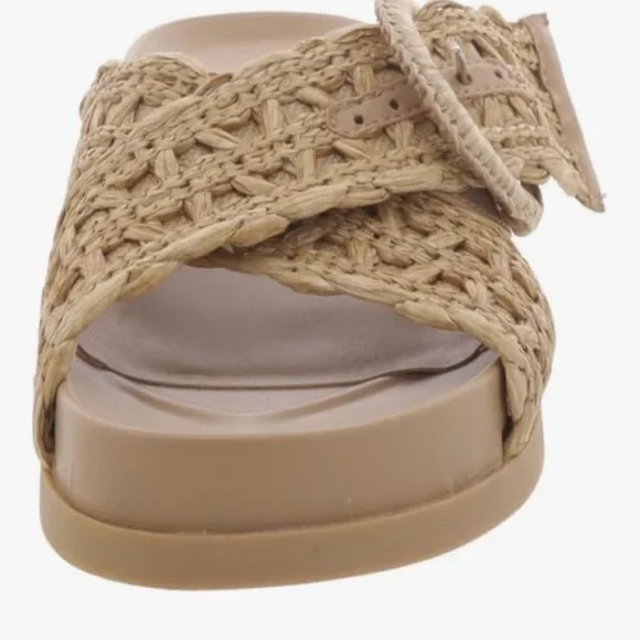 MARC FISHER Women Welti Woven Suntan Natural Tan Slide Sandals Sz. 5.5 - Picture 11 of 13